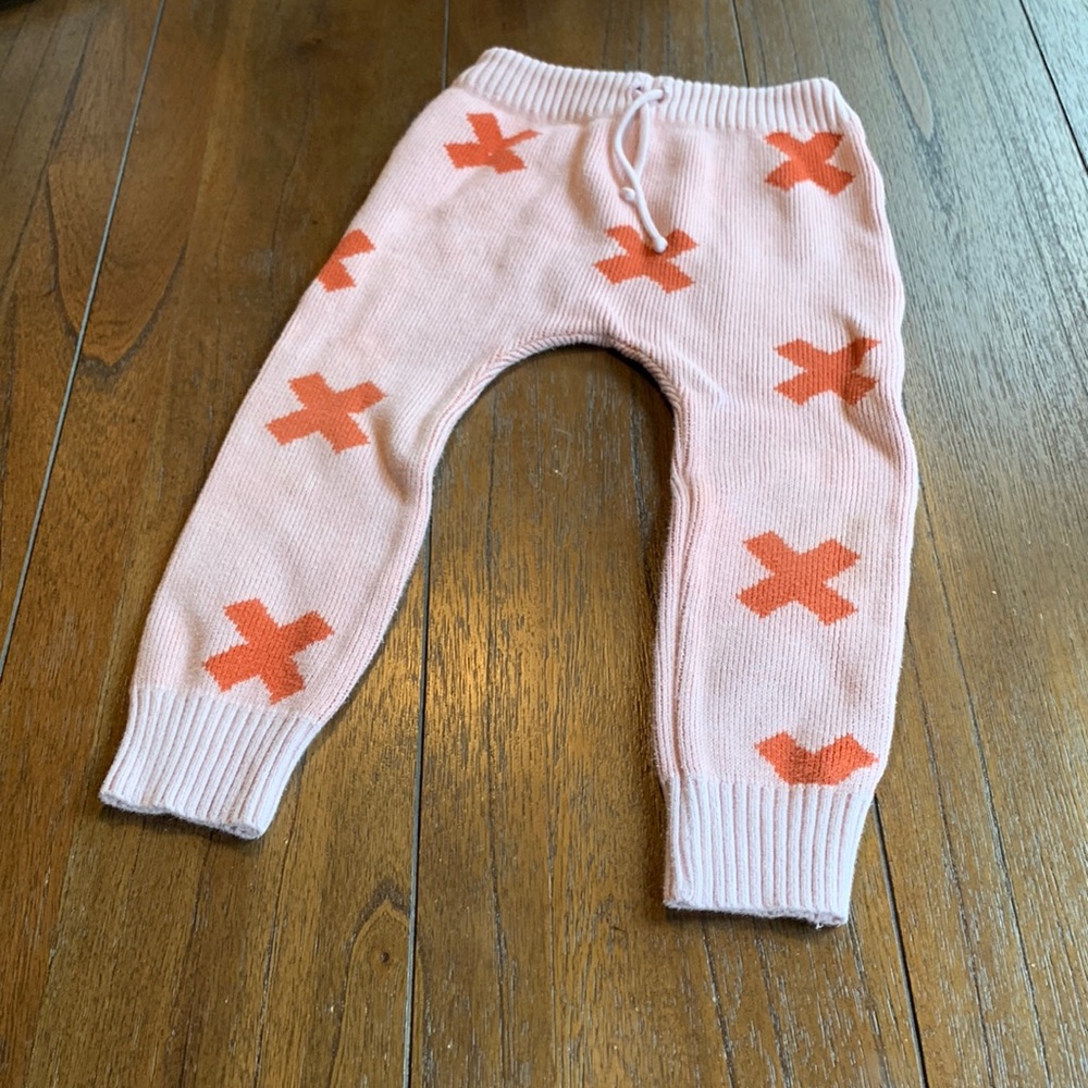 TINYCOTTONS Cotton/Merino Wool Knit Logo Pant—Pink